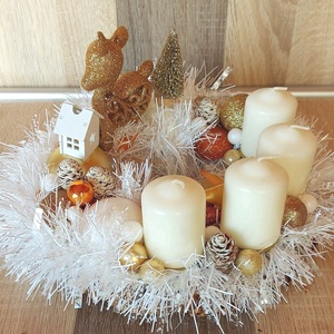 Adventi Koszorú Arany - karácsony - adventi díszek - adventi gyertyadíszek és koszorúdíszek - adventi díszek - Meska.hu