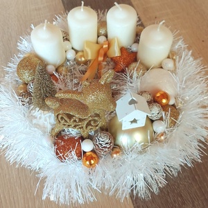 Adventi Koszorú Arany - karácsony - adventi díszek - adventi gyertyadíszek és koszorúdíszek - adventi díszek - Meska.hu