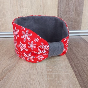 Fejpánt Fülvédő Piros-Hópelyhes - ruha & divat - sál, sapka, kendő - fejpánt - Meska.hu