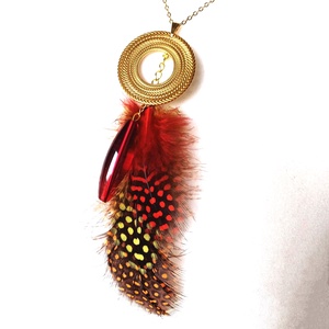 Paradicsommadár - kettő az egyben arany színű nemesacél és toll nyaklánc, Ékszer, Nyaklánc, Medálos nyaklánc, Ékszerkészítés, MESKA