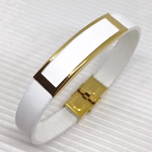 Golden eye fehér - arany bőr/nemesacél karkötő, férfiaknak - nőknek - ékszer - karkötő - karperec - Meska.hu