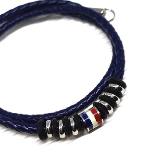Sailor statement fehér bőr - tűzzománc - nemesacél nyaklánc, férfiaknak - ékszer - nyaklánc - statement nyaklánc - Meska.hu
