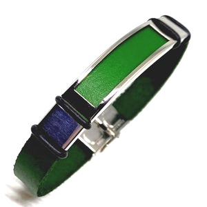 Zöld minimal bőr/nemesacél karkötő - ékszer - karkötő - karkötő medállal - Meska.hu