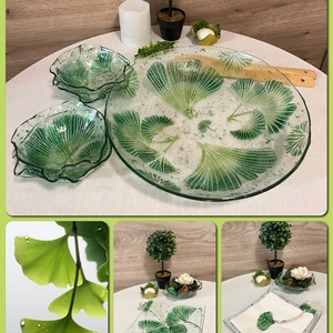 Gingko biloba tálaló tál - otthon & életmód - konyhafelszerelés, tálalás - tálalás - üveg & kancsó - Meska.hu