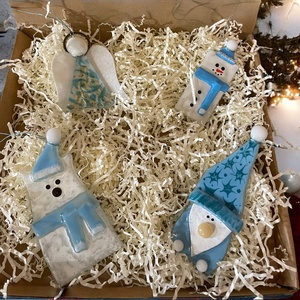 Üveg dísz készlet, Karácsony, Karácsonyi lakásdekoráció, Karácsonyfadíszek, Üvegművészet, MESKA