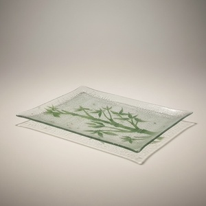 Bambusz mintás üvegtál  - otthon & életmód - dekoráció - asztal és polc dekoráció - dekorációs tál, tartó - Meska.hu