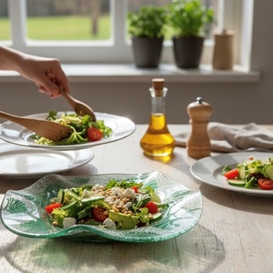 Ginkgo biloba hullámos üvegtál, Otthon & Életmód, Konyhafelszerelés, tálalás, Tálalás, Kínálótál, Üvegművészet, MESKA