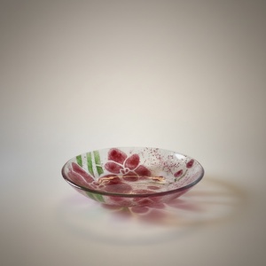 Orchidea rogyasztott üveg tálka - otthon & életmód - konyhafelszerelés, tálalás - tálalás - kínálótál - Meska.hu