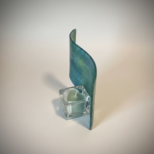 Türkiz hullám mécsestartó dekoráció - otthon & életmód - dekoráció - asztal és polc dekoráció - díszüveg - Meska.hu