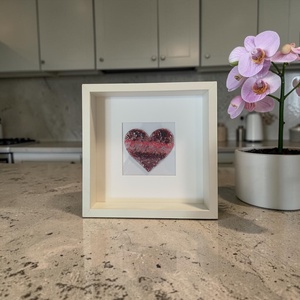 Rózsaszín ölelés - szív alakú üvegkép, dekoráció - Meska.hu