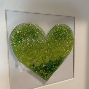 Zöld harmónia - szív alakú üvegkép - otthon & életmód - dekoráció - kép & falikép - üvegkép - Meska.hu