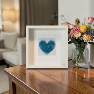 Kék nyugalom - szív alakú üvegkép - Meska.hu