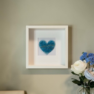 Kék nyugalom - szív alakú üvegkép - otthon & életmód - dekoráció - kép & falikép - üvegkép - Meska.hu