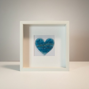 Kék nyugalom - szív alakú üvegkép - otthon & életmód - dekoráció - kép & falikép - üvegkép - Meska.hu