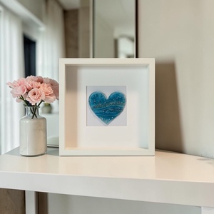 Kék nyugalom - szív alakú üvegkép - otthon & életmód - dekoráció - kép & falikép - üvegkép - Meska.hu