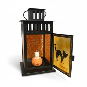 Cica lámpás tök mintával - otthon & életmód - dekoráció - halloween - halloweeni lámpás - Meska.hu