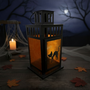 Cica lámpás tök mintával - otthon & életmód - dekoráció - halloween - halloweeni lámpás - Meska.hu