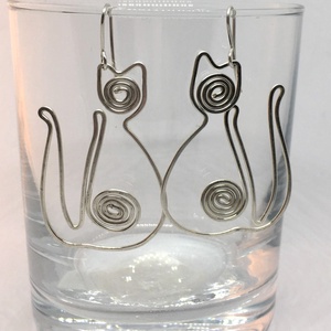 Ülő cica fülbevaló, Ékszer, Fülbevaló, Lógó fülbevaló, Ékszerkészítés, Fémmegmunkálás, MESKA