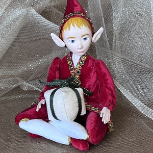 Manó a polcon (piros), Karácsony, Karácsonyi lakásdekoráció, Karácsonyi manók, figurák, Baba-és bábkészítés, Gipszöntés, MESKA