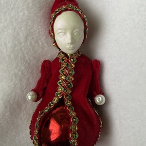 Gyöngyház fényű manócska dísz - karácsony - karácsonyi lakásdekoráció - karácsonyfadíszek - Meska.hu