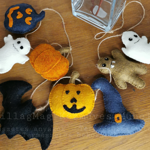Halloween Dekoráció Természetes Fenntartható Anyagokból Sütőtök Szellem Denevér Sütiemberke Boszorkánykalap , Otthon & Életmód, Dekoráció, Halloween, Halloweeni dekoráció, Varrás, MESKA