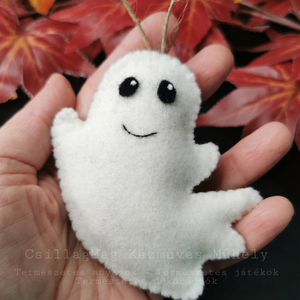 Szellem vidám halloween dekoráció őszi dekor természetes anyagokból gyapjúfilc gyapjú fenntartható   - Meska.hu