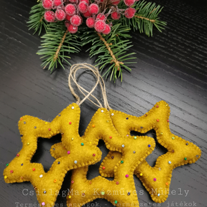 KÜLÖNLEGES KARÁCSONYI CSILLAGOK 3 DB/SZETT EGYEDI FENNTARTHATÓ TERMÉSZETES ANYAGOK GYAPJÚFILC GYAPJÚ TERMÉSZETES DÍSZEK , Karácsony, Karácsonyi lakásdekoráció, Karácsonyfadíszek, , MESKA