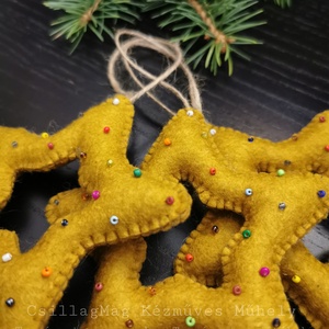 KÜLÖNLEGES KARÁCSONYI CSILLAGOK 3 DB/SZETT EGYEDI FENNTARTHATÓ TERMÉSZETES ANYAGOK GYAPJÚFILC GYAPJÚ TERMÉSZETES DÍSZEK  - karácsony - karácsonyi lakásdekoráció - karácsonyfadíszek - Meska.hu