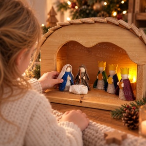 CsillagMag Betlehemi Mesevilág - Betlehemi Meseház + Szent Család + Három királyok 7 db/szett advent karácsony Waldorf  - Meska.hu