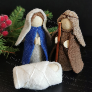 CsillagMag Betlehemi Mesevilág - Betlehemi Meseház + Szent Család + Három királyok 7 db/szett advent karácsony Waldorf  - karácsony - karácsonyi lakásdekoráció - karácsonyi falu, házikó - Meska.hu