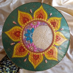 Nap-Hold Mandala, Otthon & Életmód, Dekoráció, Spiritualitás, Mandala, Üvegművészet, Festészet, MESKA