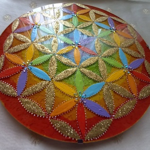 Életvirág Mandala , Otthon & Lakás, Dekoráció, Spiritualitás, Mandala, Üvegművészet, Festészet, MESKA