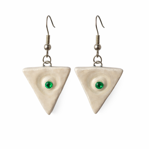 Zöld köves  � fülbevaló, Ékszer, Fülbevaló, Lógó fülbevaló, Kerámia, MESKA