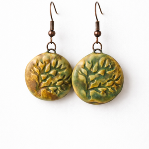 Lombok között � antik zöld fülbevaló, Ékszer, Fülbevaló, Lógó fülbevaló, Kerámia, MESKA