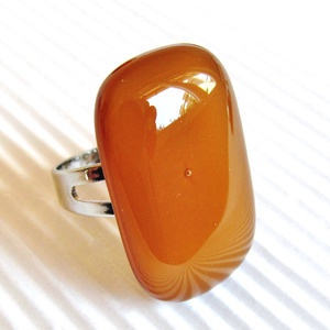 Karamell barna elegáns üveg gyűrű, üvegékszer - ékszer - gyűrű - statement gyűrű - Meska.hu