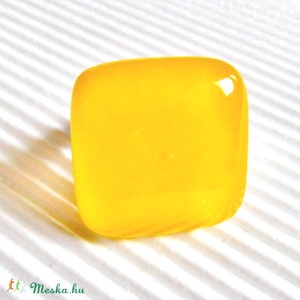 NEMESACÉL - Napraforgó sárga üveg gyűrű, üvegékszer, minimal ékszer - ékszer - gyűrű - statement gyűrű - Meska.hu