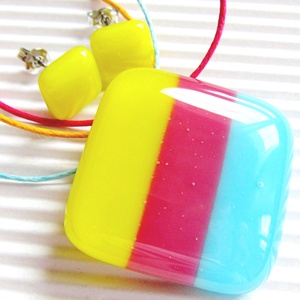 Tavasz tündér mosolya üveg medál és fülbevaló, üvegékszer szett -  - Meska.hu