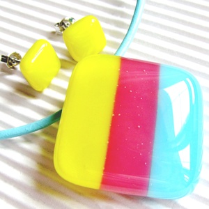 Tavasz tündér mosolya üveg medál és fülbevaló, üvegékszer szett -  - Meska.hu