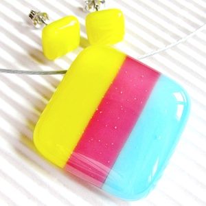 Tavasz tündér mosolya üveg medál és fülbevaló, üvegékszer szett -  - Meska.hu