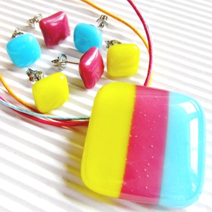 Tavasz tündér mosolya üveg medál és fülbevaló, üvegékszer szett -  - Meska.hu