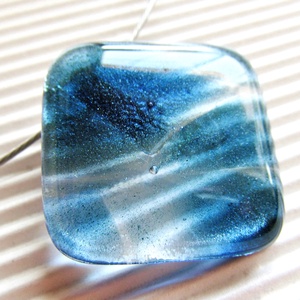 Éjkék csillám üveg medál, üvegékszer -  - Meska.hu