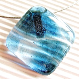 Éjkék csillám üveg medál, üvegékszer -  - Meska.hu