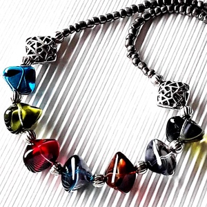  Mélység statement üveggyöngy nyakék, üveggyöngy ékszer - ékszer - nyaklánc - statement nyaklánc - Meska.hu