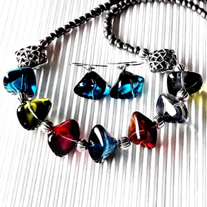  Mélység statement üveggyöngy nyakék, üveggyöngy ékszer - ékszer - nyaklánc - statement nyaklánc - Meska.hu