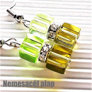 NEMESACÉL - Galadriel üveg gyöngy lógós fülbevaló, üveggyöngy ékszer, Ékszer, Fülbevaló, Lógó fülbevaló, Ékszerkészítés, Gyöngyfűzés, gyöngyhímzés, MESKA
