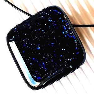 Csillagfényes éjszaka sötétkék üveg medál, NEMESACÉL, üvegékszer - ékszer - nyaklánc - medálos nyaklánc - Meska.hu