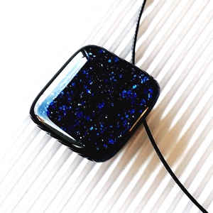 Csillagfényes éjszaka sötétkék üveg medál, NEMESACÉL, üvegékszer - ékszer - nyaklánc - medálos nyaklánc - Meska.hu