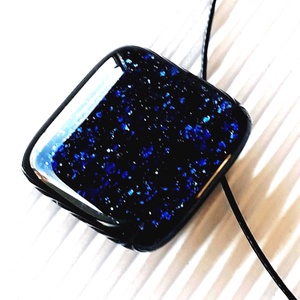 Csillagfényes éjszaka sötétkék üveg medál, NEMESACÉL, üvegékszer - ékszer - nyaklánc - medálos nyaklánc - Meska.hu