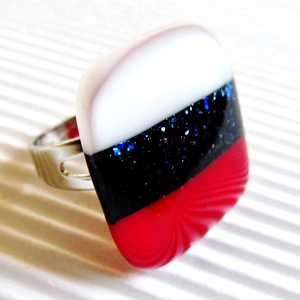Tengerész üveg gyűrű, üvegékszer - ékszer - gyűrű - statement gyűrű - Meska.hu