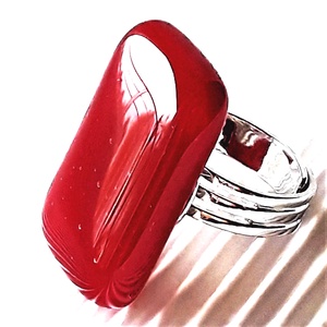 Meggybordó elegáns üveg gyűrű, üvegékszer - ékszer - gyűrű - statement gyűrű - Meska.hu